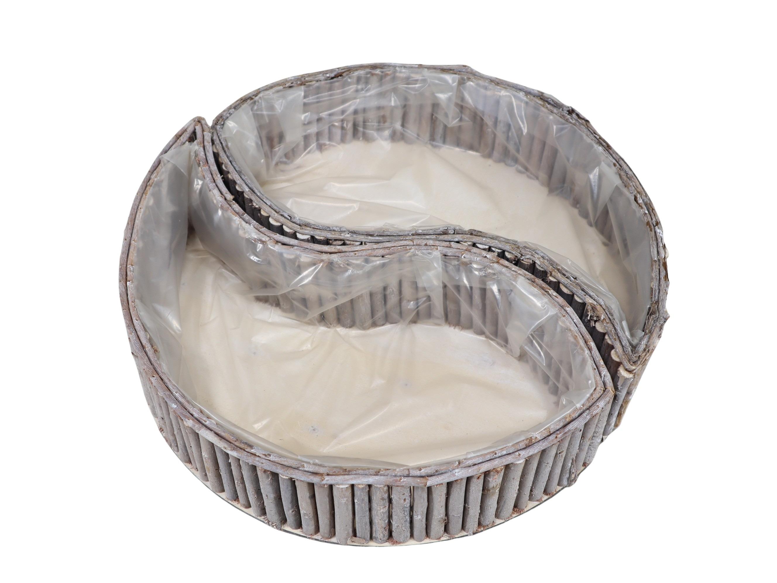 Pflanzkorb Tropfenform Holz white-washed L41cm