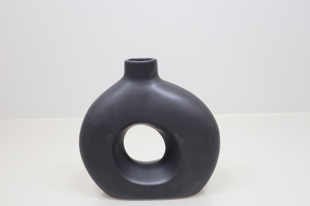 Vase Porzellan schwarz D21x20cm