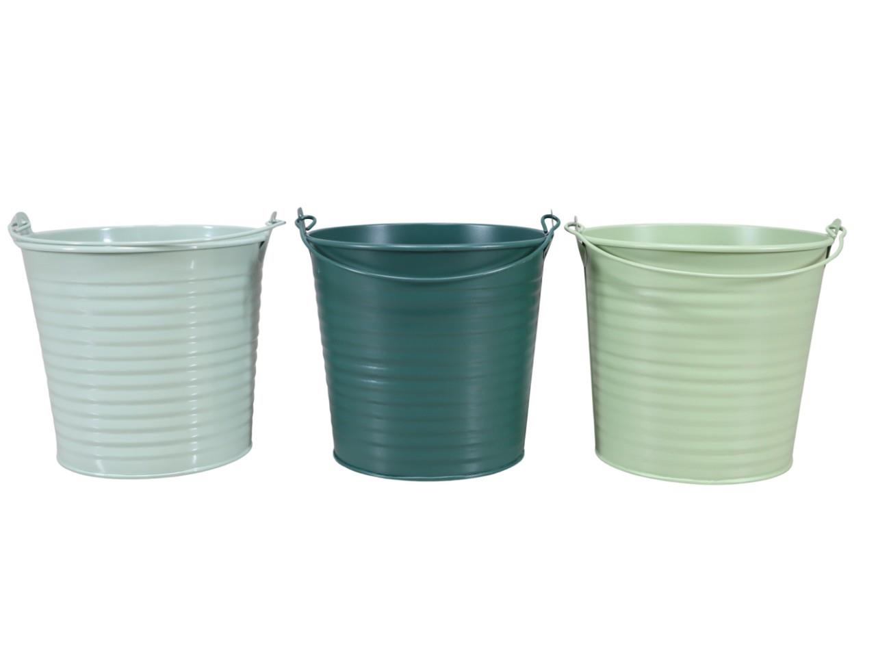 Eimer m. Henkel Metall D13,5cm grünmix