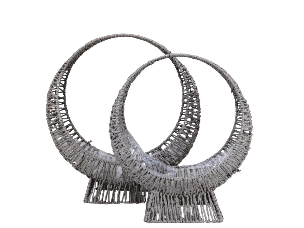 Pflanzring Set/2 Jute grau D50x13 cm D40x12 cm