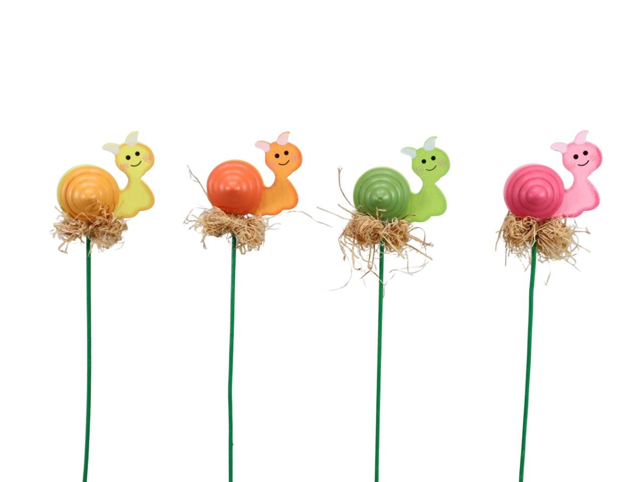 Stecker Schnecken Holz farbmix D4,5cmxL24cm