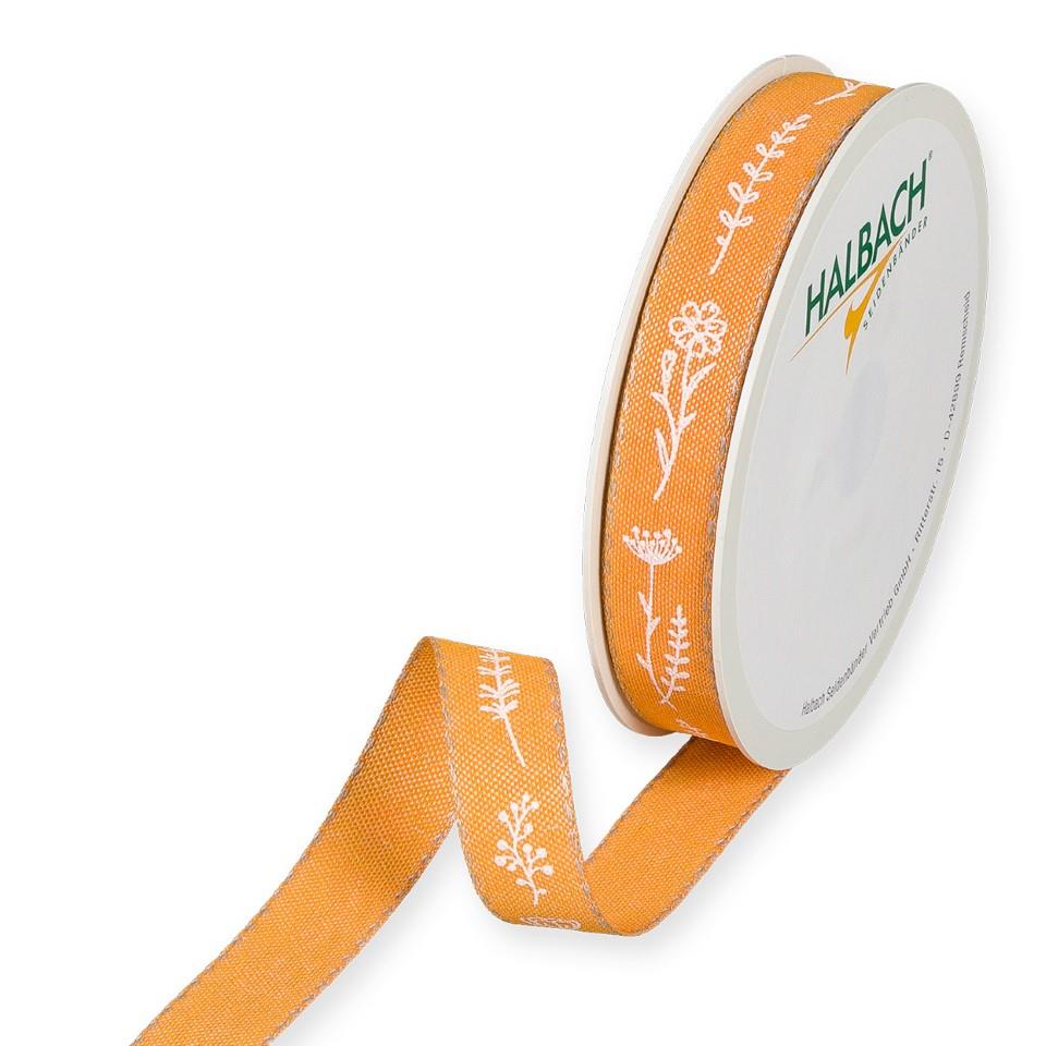 Druckband Blumen 15 mm 18 Meter orange 68