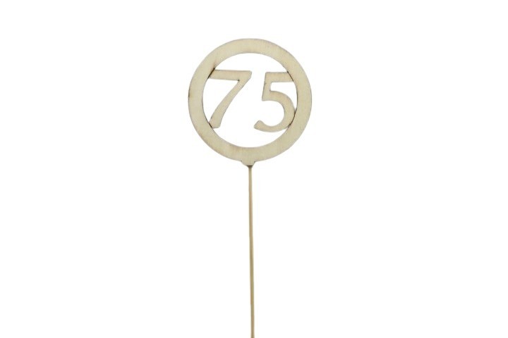 Stecker Jubiläum 75 Holz natur D7cm H27cm