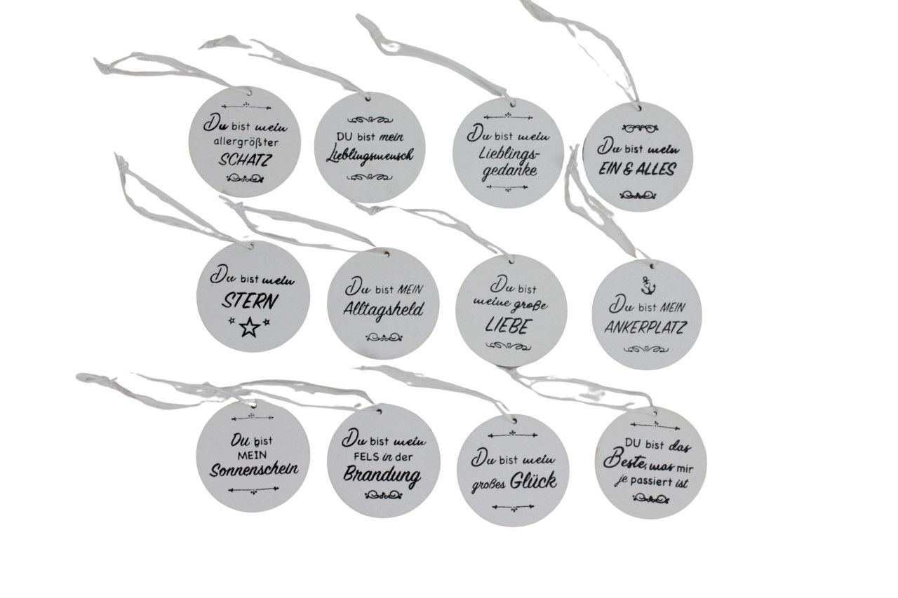 Hänger Rondo Du bist mein...... weiss sortiert Holz D5cm