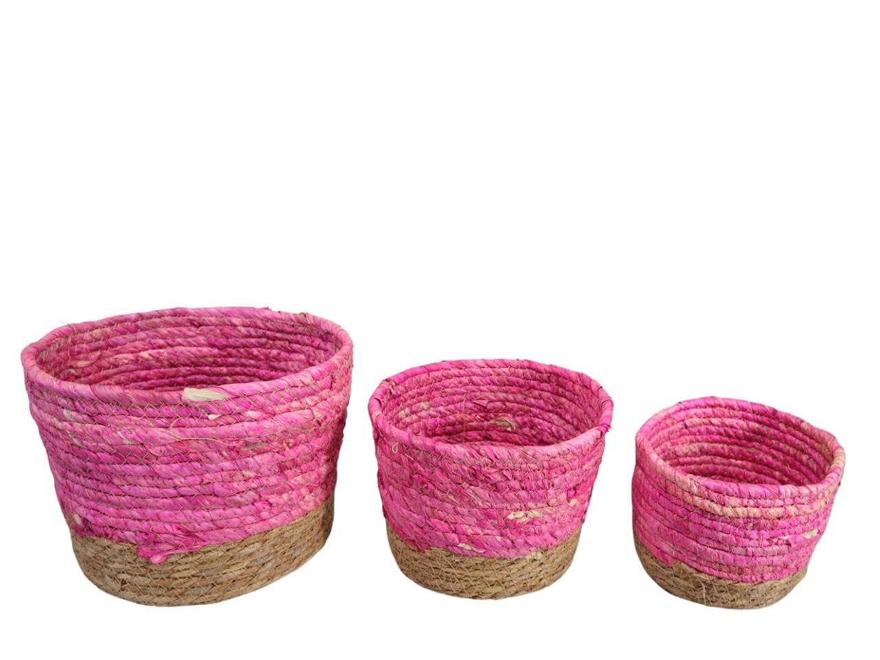 Übertopf Schilf Set/3 Seegras natur-pink D24/20/15cm