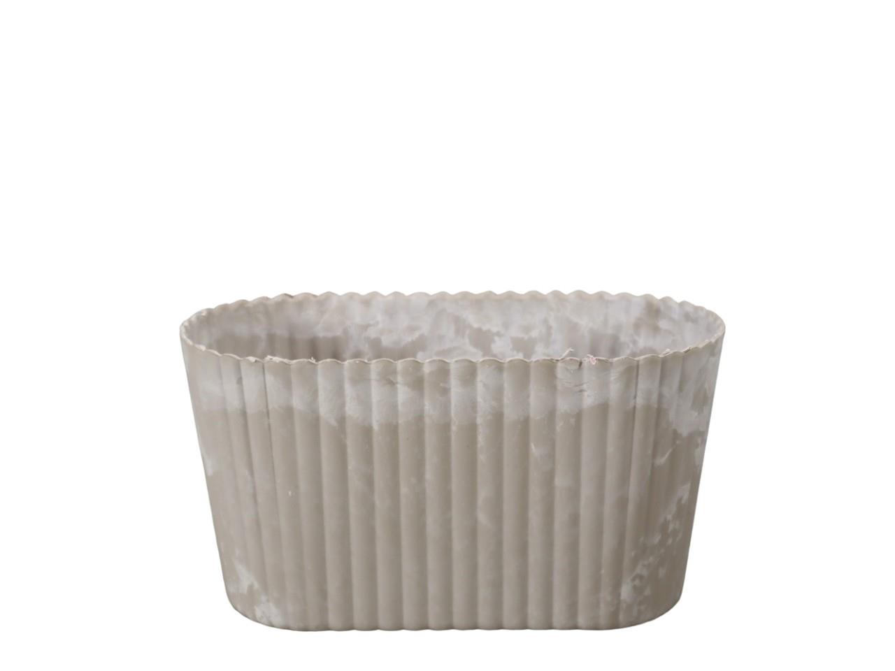 Schale oval KARA Rille Plastik beige L20,3cm