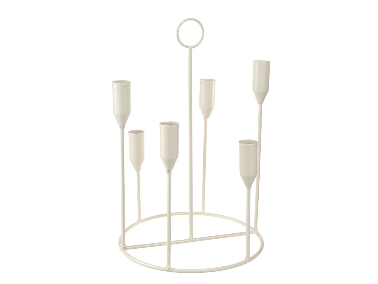 Kerzenleuchter f. 6 Stabkerzen Metall creme H31cm