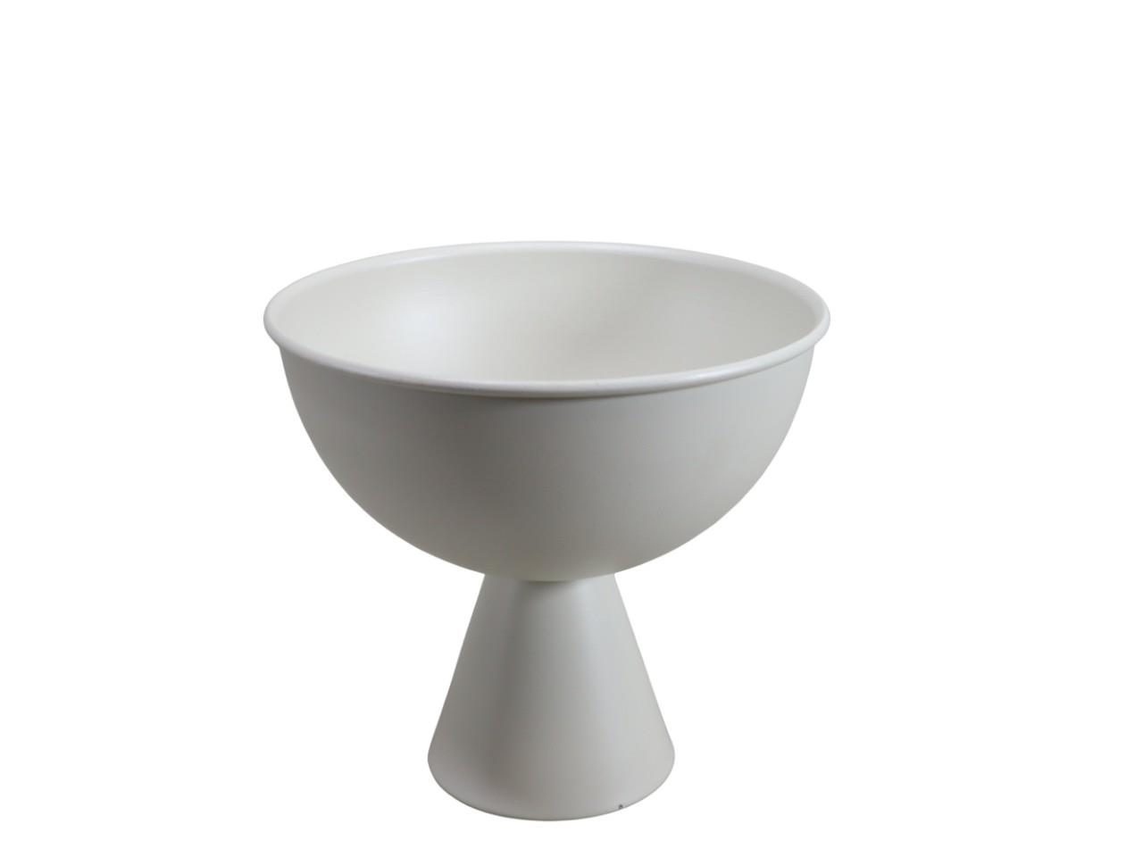 Schale D18,5cm auf Fuß Metall creme H17,5cm