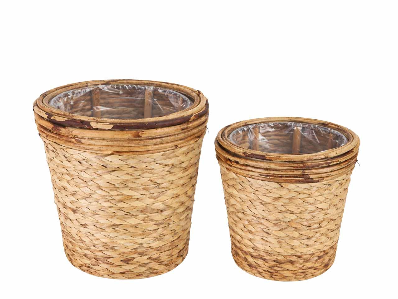 Topf Seegras/Rattan Set/2 natur D28/21cm