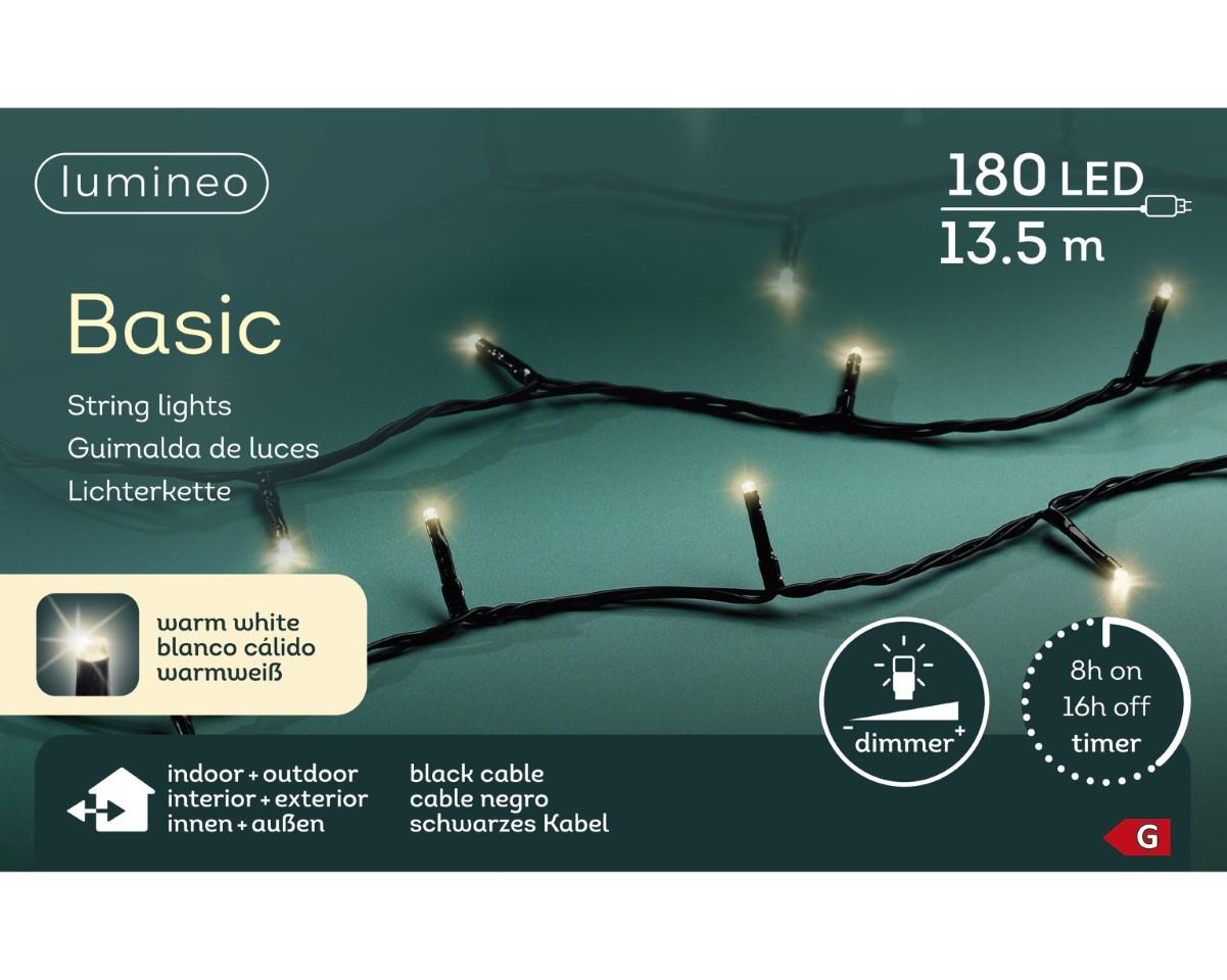 Lichterkette 180LED Timer8h/Dimmer L13,5m, außen/innen 240V