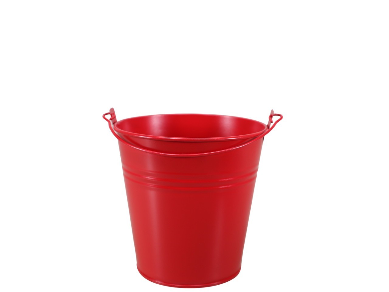 Übertopf mit Henkel Metall rot D13cm