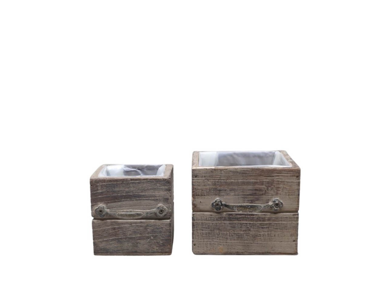 Pflanzkasten Schublade Set/2 Holz braun D12+9cm