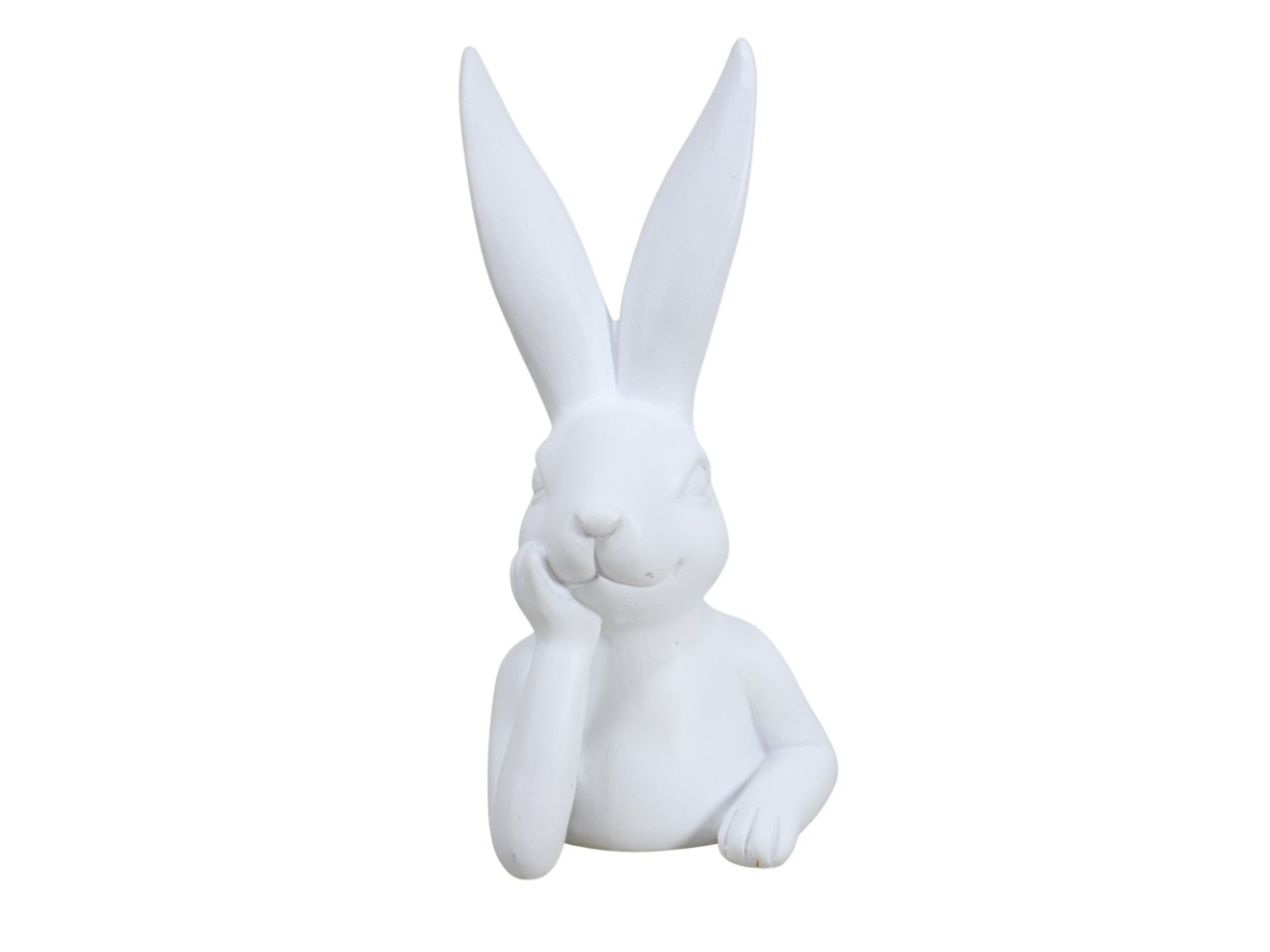 Hase denkend Polyresin weiß D12xH25,5cm