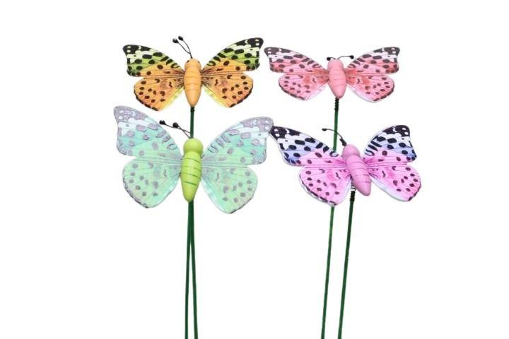 Stecker Schmetterling Holz farb sort. D8,5cm H25cm