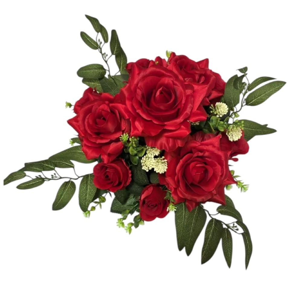 Rose 10Blüten rot in schwerer Schale 1,5kg NETTO