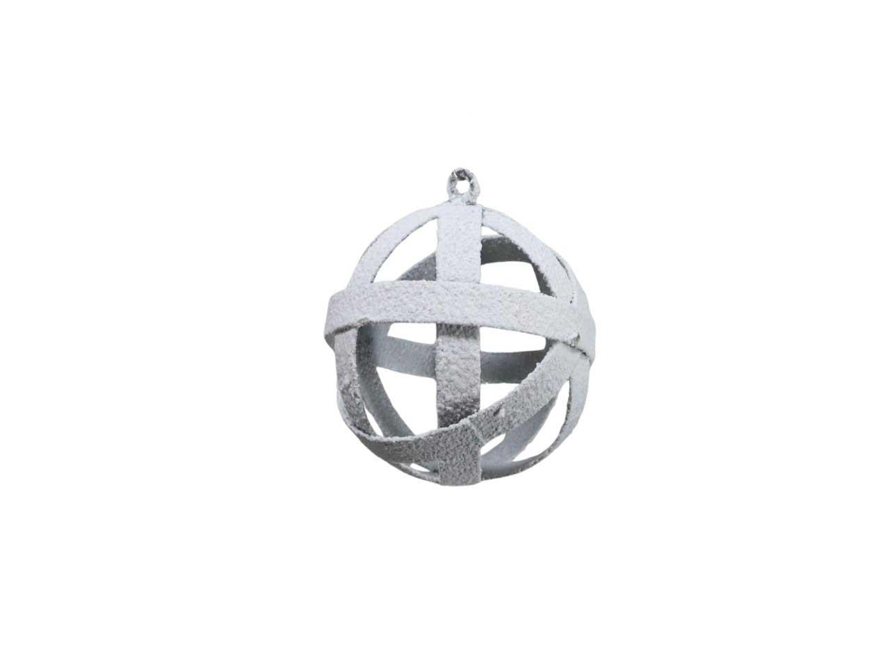 Kugel mit Öse Metall weiß-sandig D12cm