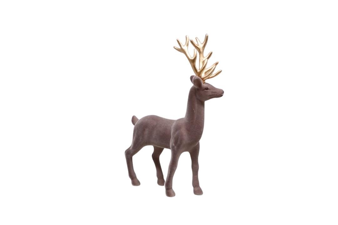 Hirsch "Flocki" grau mit goldenem Geweih H37cm