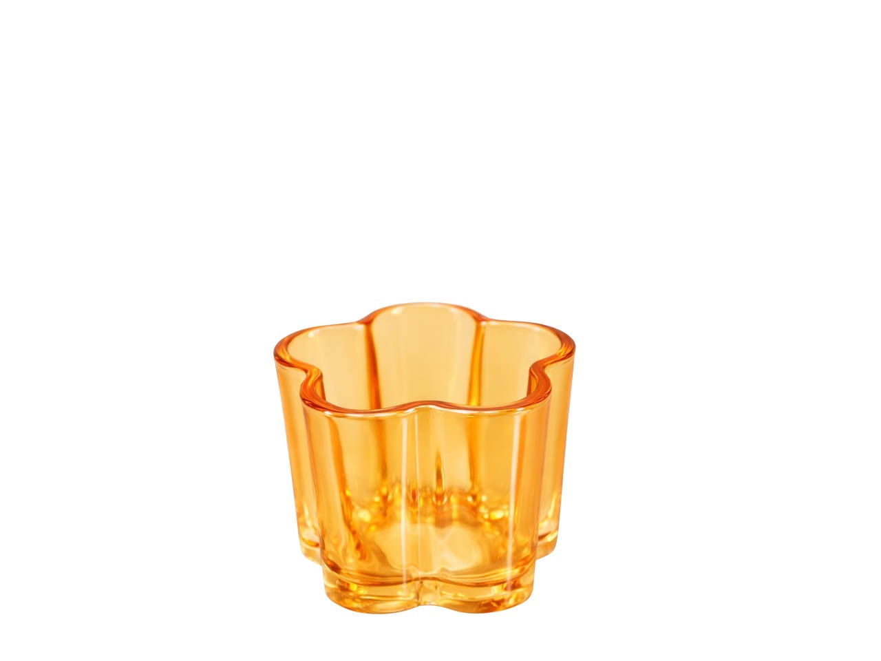 Glasvase Blumenform gelb-orange D7,5xH6cm