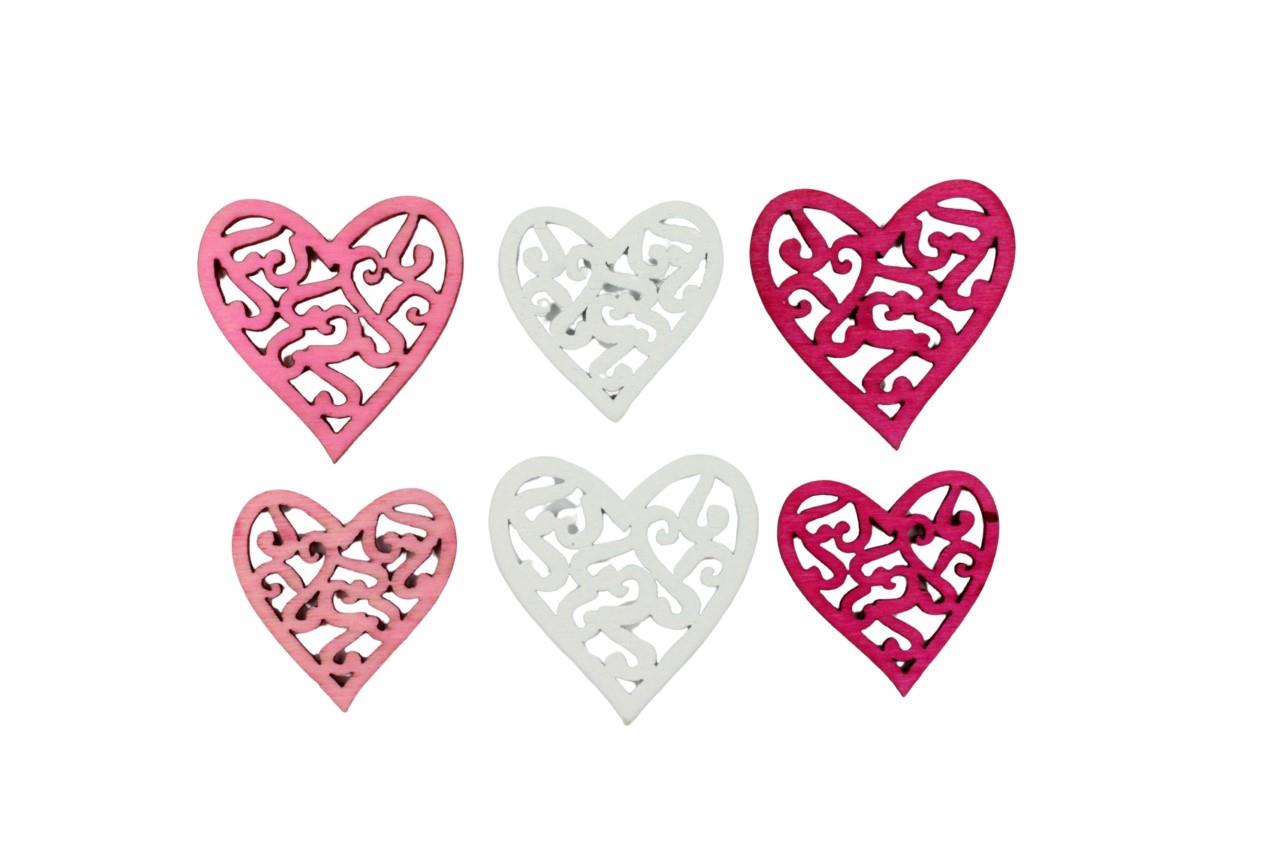 Streuer Herz Filli Holz weiss,rosa,pink sort. 2,5+3 cm