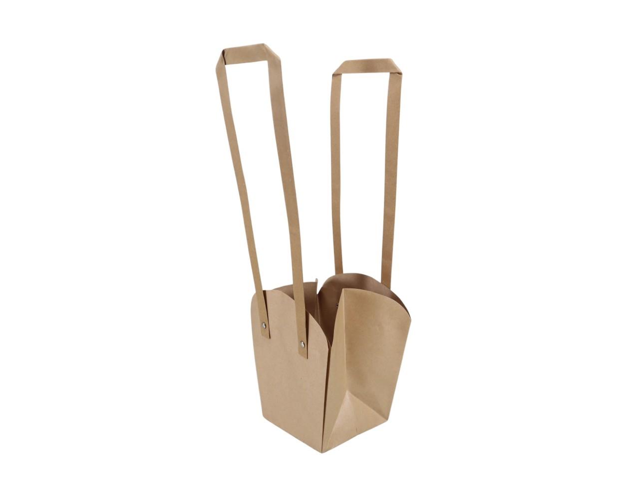 Papiertasche 15x15cm langer Henkel natur
