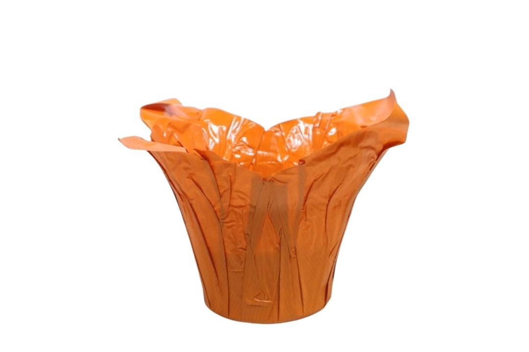 Deco Wraps Ribbed Kraftpapier wasserf. orange D13cmH12cm