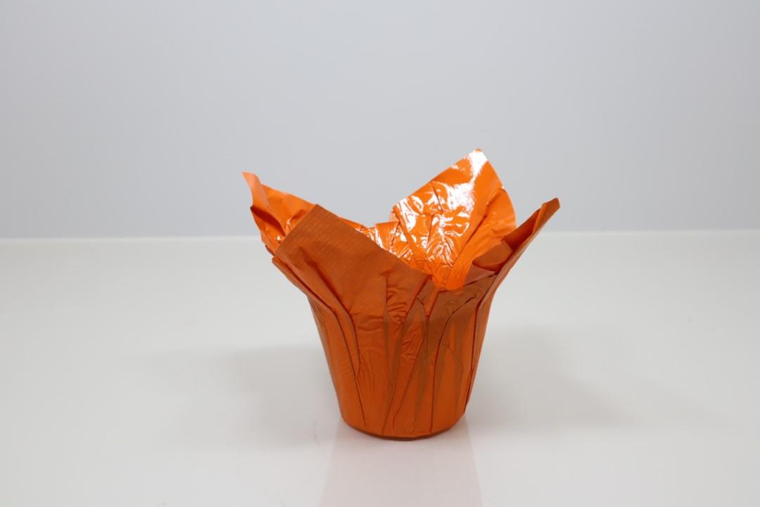 Deco Wraps Ribbed Kraftpapier wasserf. orange D13cmH12cm