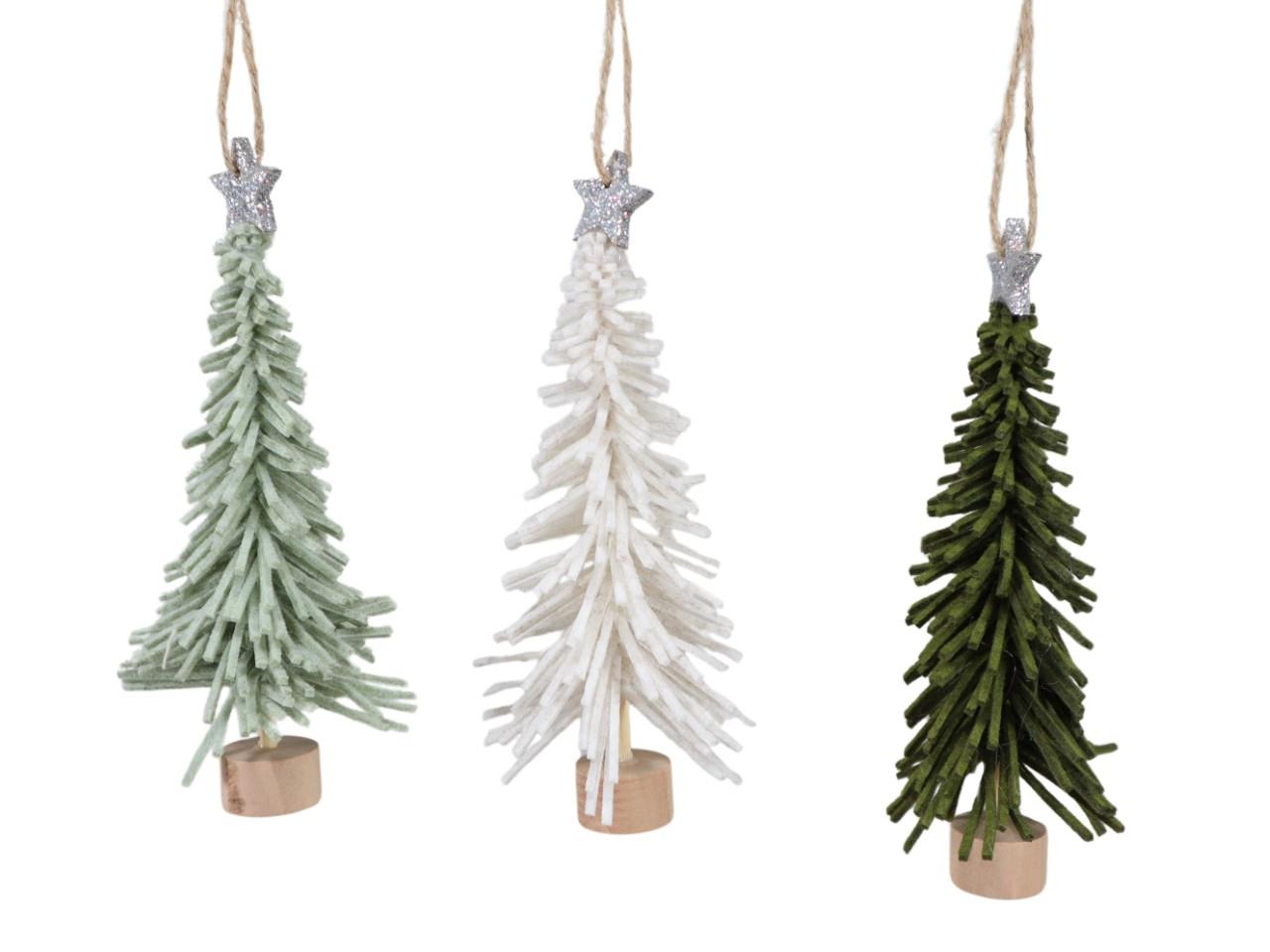 Tannenbaum m. Jutehänger Filz/Holz grün-weißmix H16,5cm