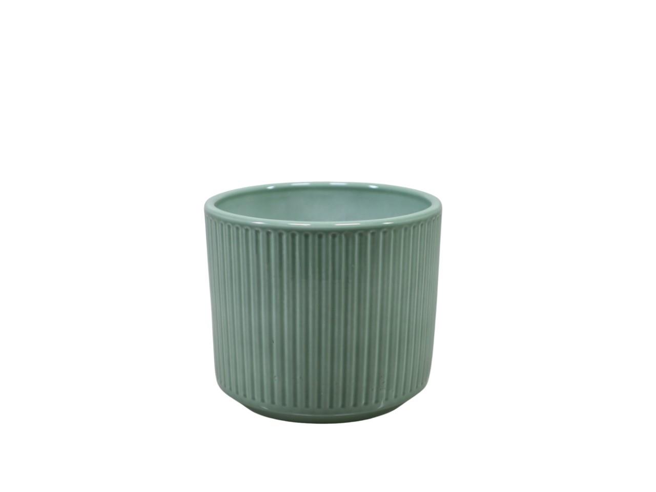 Keramikübertopf Stripes salbeigrün-lasur D12cm