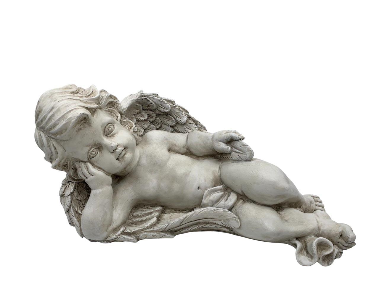 Engel liegend Polyresin creme L32x16cm