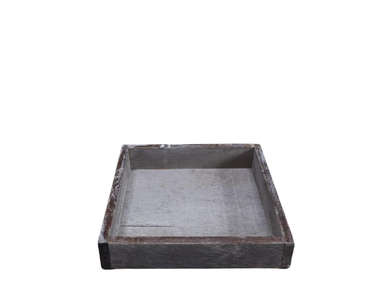 Tablett quadratisch Holz grau D15xH3cm