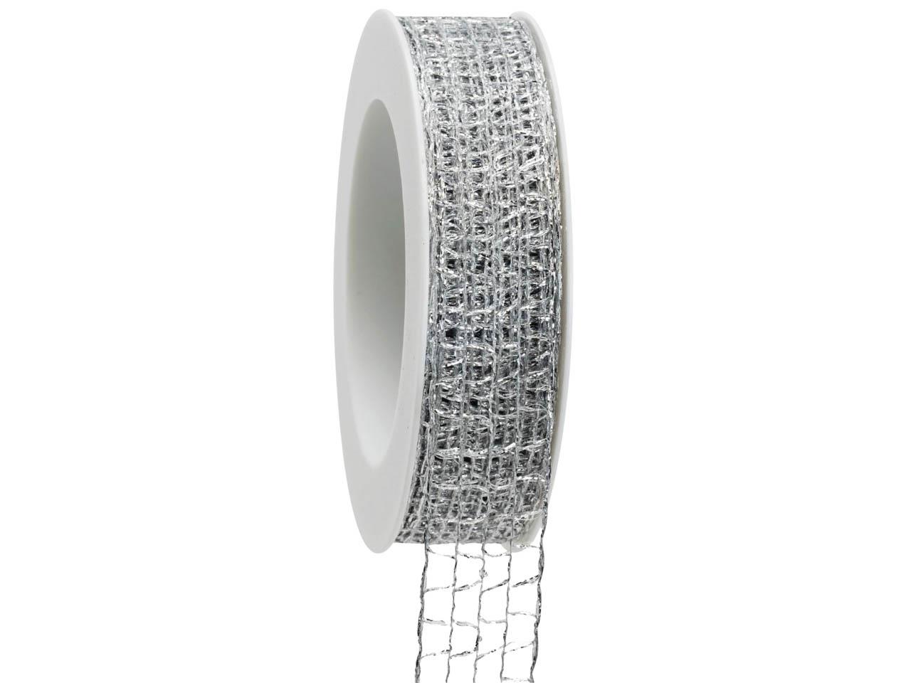 Band Cadillac mit Draht 25mm 20m silber 05