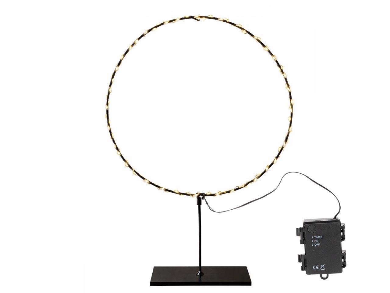 Ring mit Sockel 80LED warmweiß Metall schwarz H60cm