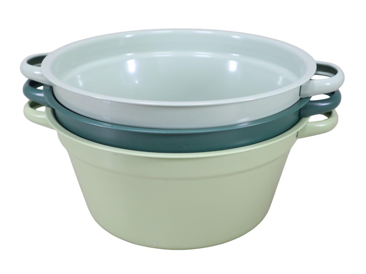 Pflanzschale m. Griffen Metall D25cm grünmix