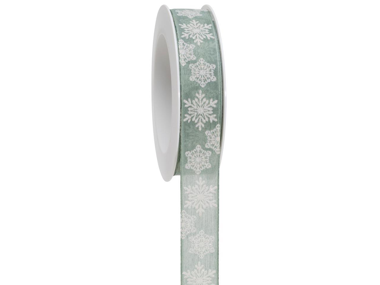 Band Ice Flower mit Draht 25 mm 18 Meter graugrün 524