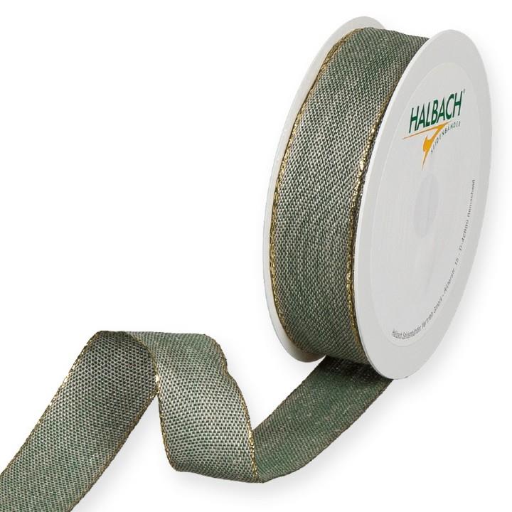 Leineband farbig 25 mm 18 Meter tiefgrün/gold 32
