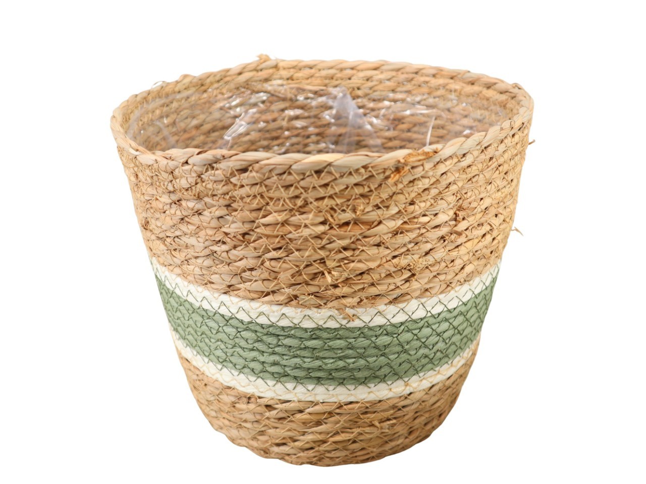 Übertopf rund Seegras natur-grün D25cm