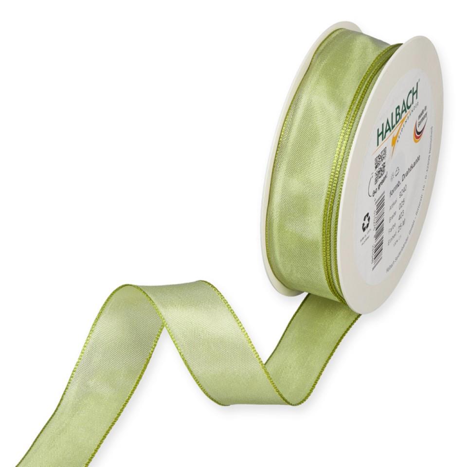 Drahtkantenband 25mm softgrün 403