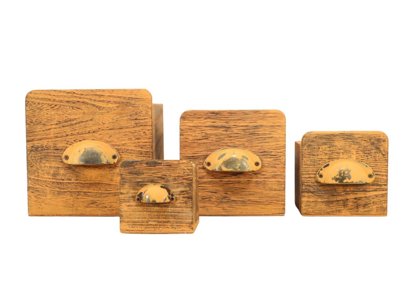 Pflanzkasten Schublade Set/4 Holz orange D18/15/12/9cm