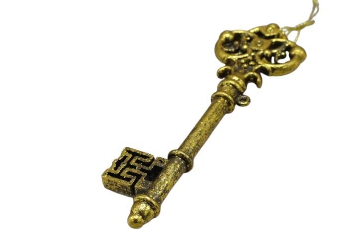 Hänger Schlüssel Kunststoff gold-schwarz L14cm