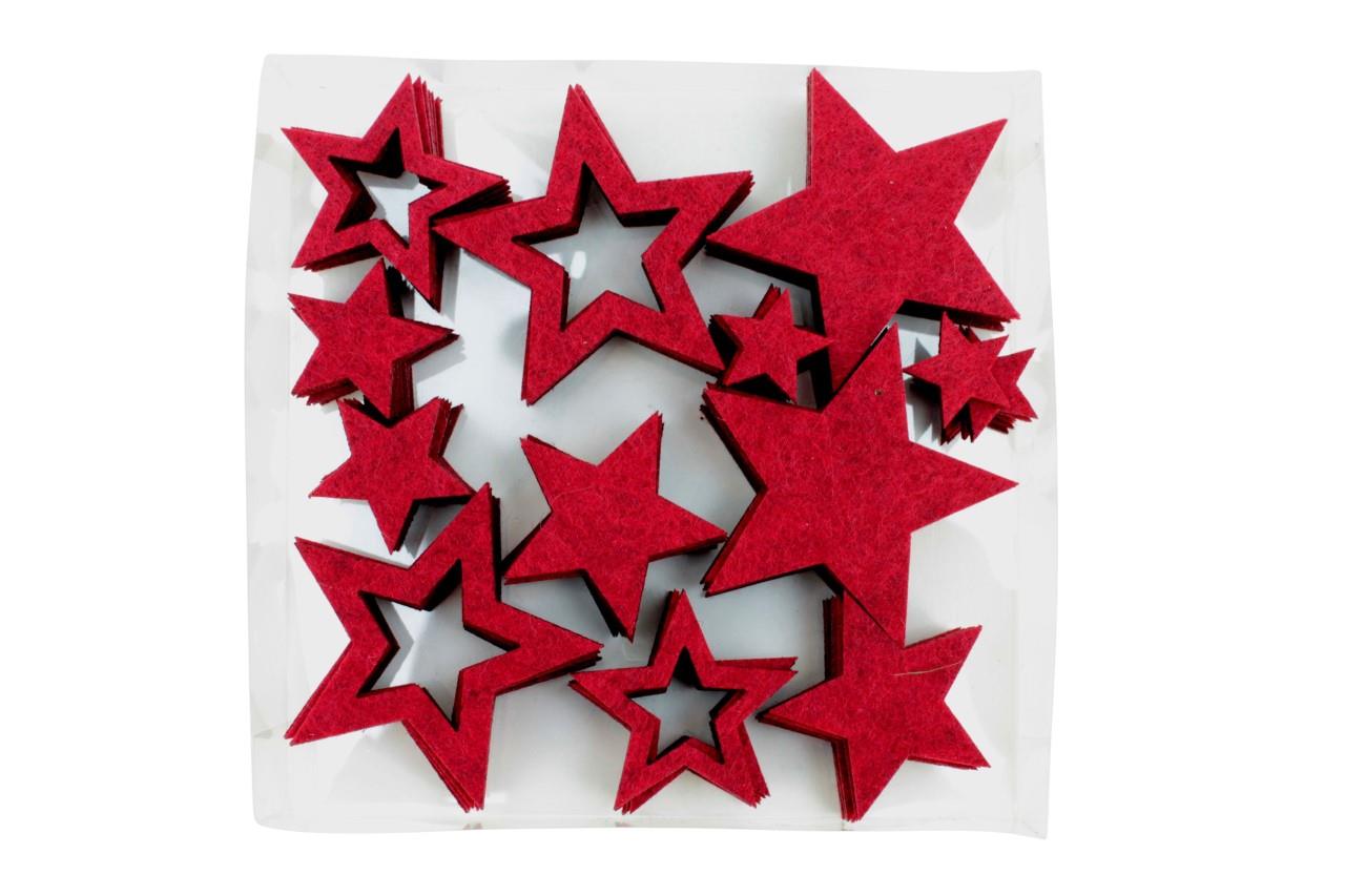 Streuer Filzsterne Mix Deluxe 6-fach dunkelrot D2,5-6,8cm