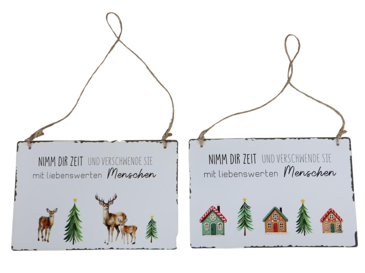 Schild hängend Weihnachtsmotiv Metall 14x21cm