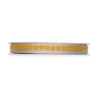 Leinen-Druckband Blümchen 10 mm 15 Meter honey yellow 313