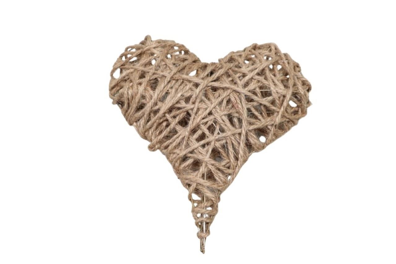 Herz bespannt Jute natur D22x20cm