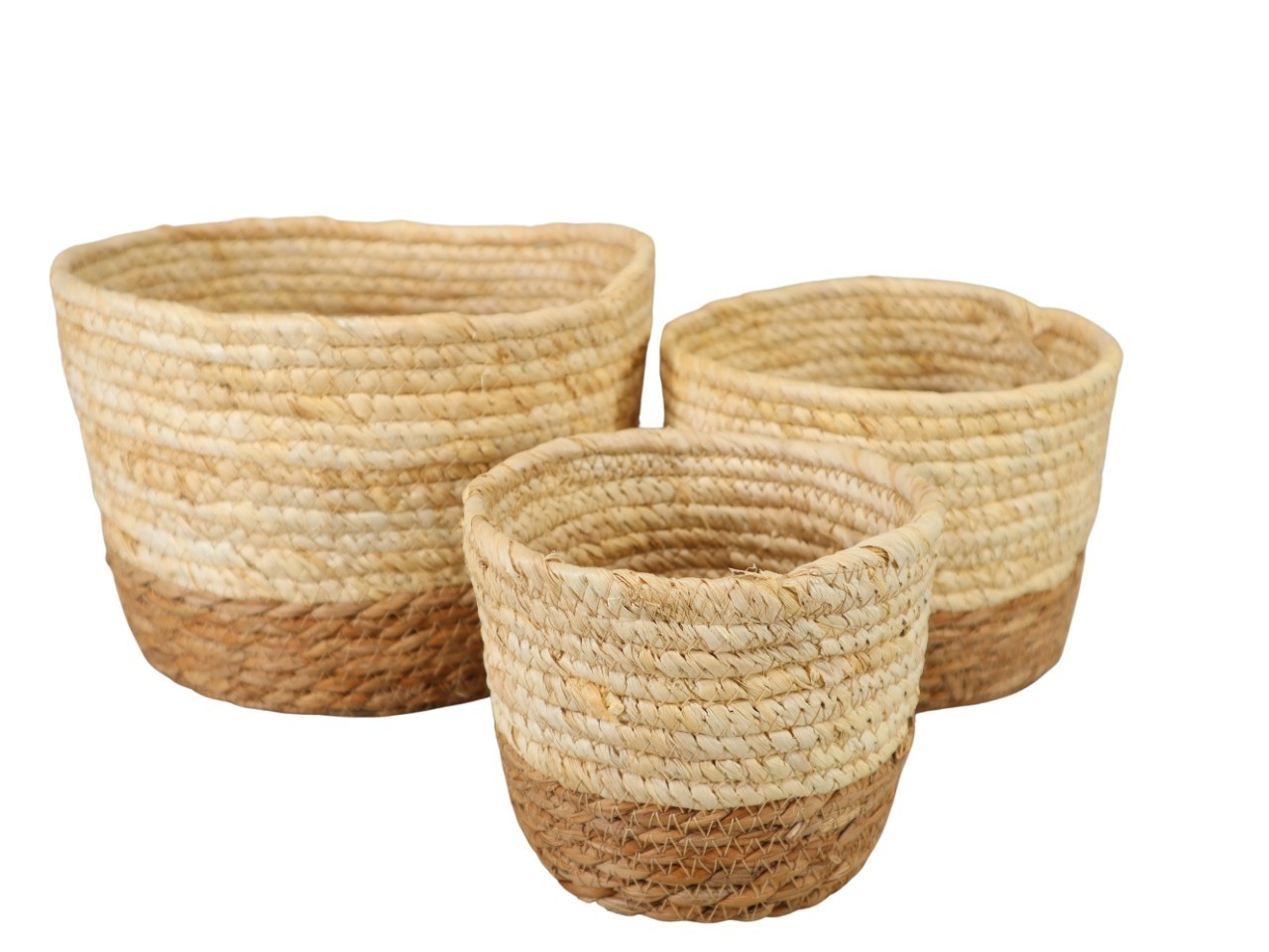 Übertopf Schilf Set/3 Seegras natur-creme D24/20/15cm