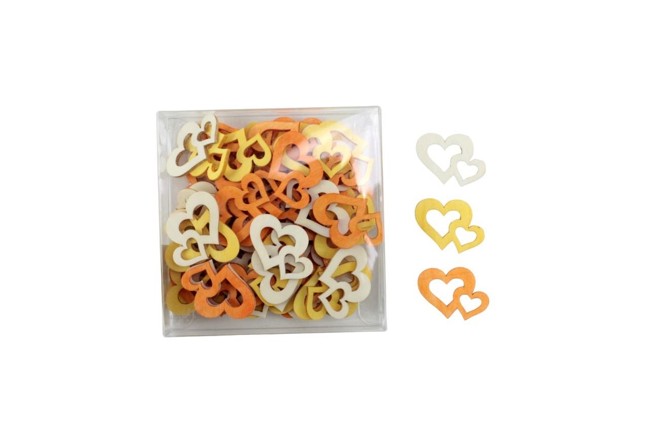 Streuer Herz Benno Holz gelb,orange,weiss 4 cm