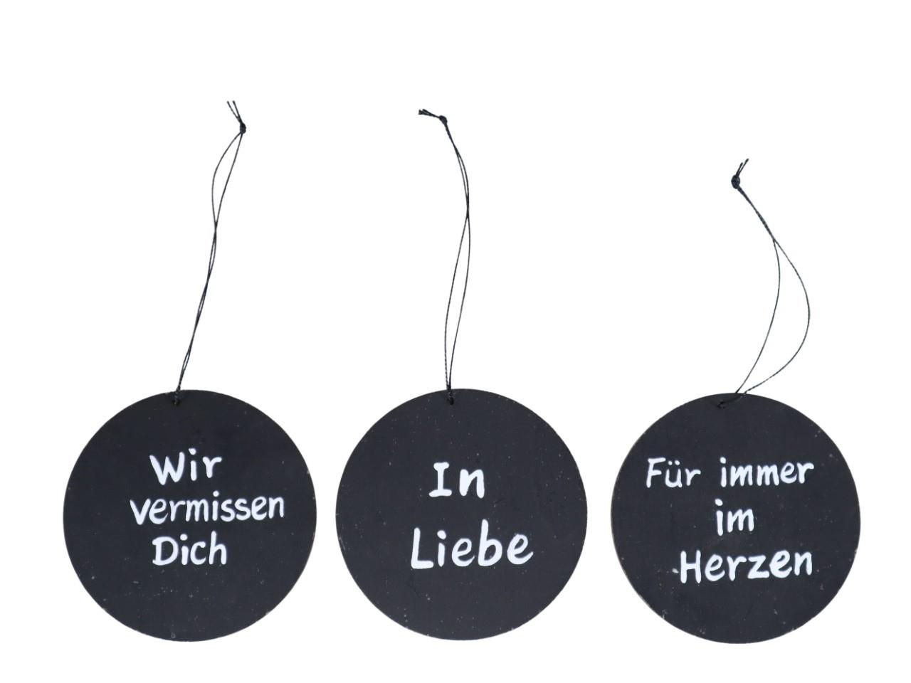 Kreis hängend m. Spruch Holz schwarz D10,2cm