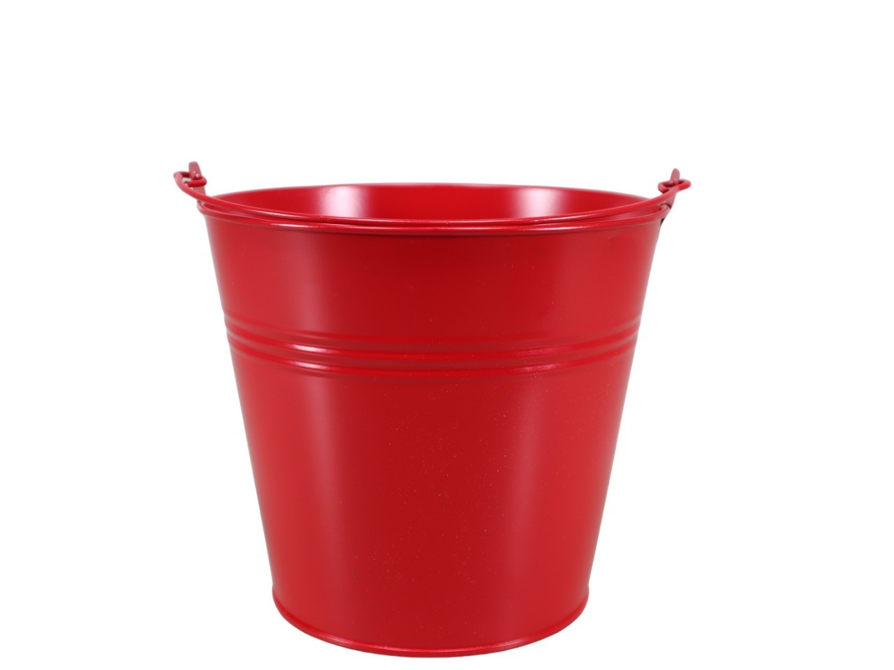 Übertopf mit Henkel Metall rot D18cm
