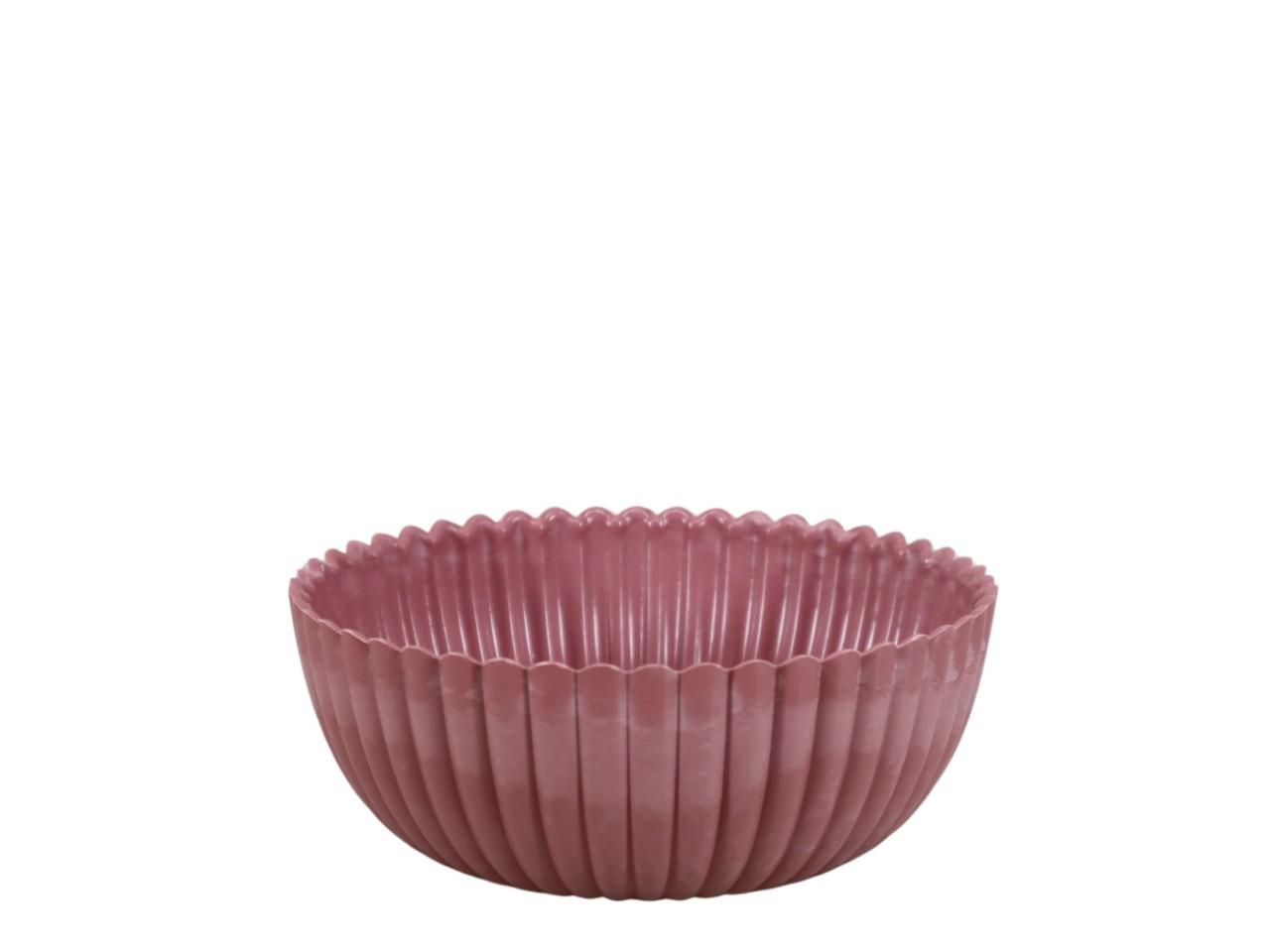 Schale rund KARA Rille Plastik altrosa D15cm