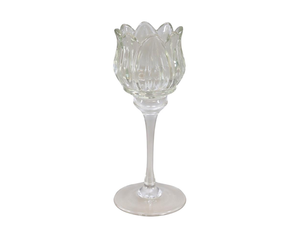 Teelichthalter Tulpe Glas klar H21,5cm