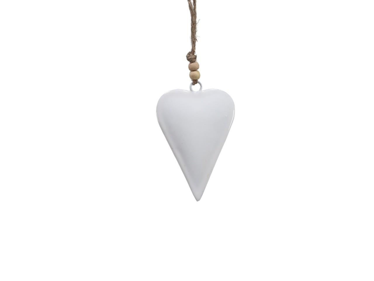 Herz hängend Metall weiß 11x7,5cm